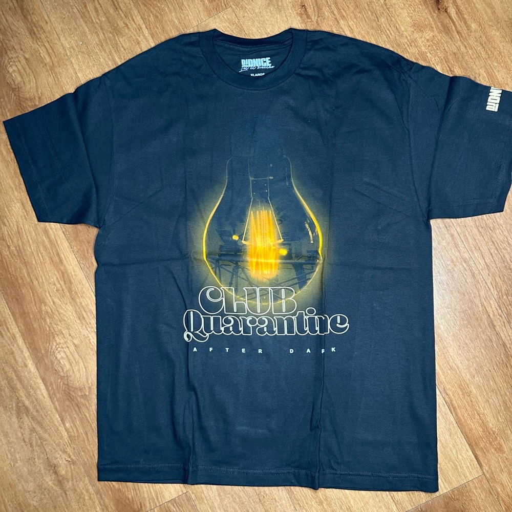 Black and Yellow Short Sleeve Club Quarantine Tee with Graphic Design